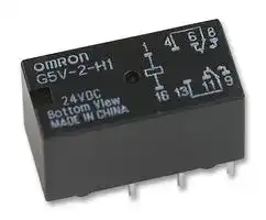 G5V-2-H1  DC24: Signal Relay, 24 VDC, DPDT, 1 A, G5V-2 Series, Through Hole, Non Latching