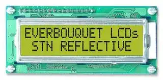 MC1602C-SYR: Alphanumeric LCD, 16 x 2, Black on Yellow / Green, 5V, Parallel, English, Japanese, Reflective