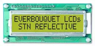 MC16021E-SYR: Alphanumeric LCD, 16 x 2, Black on Yellow / Green, 5V, Parallel, English, Japanese, Reflective