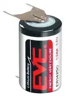 ER142503FP: Battery, 3.6 V, 1/2AA, Lithium Thionyl Chloride, 1.2 Ah, PCB Pins, 1