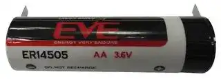 ER14505T: Battery, 3.6 V, AA, Lithium Thionyl Chloride, 2.6 Ah, Solder Tab, 1
