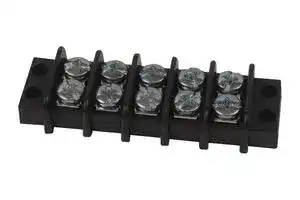 38770-0105: Panel Mount Barrier Terminal Block, 2 Row, 5 Ways, 22 AWG, 14 AWG, 9.53 mm, 15 A