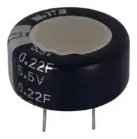 KR-5R5C224-R: Supercapacitor, 0.22 F, 5.5 V, PC Pin, -20%, +80%, 5 mm, 1000 hours @ 70°C