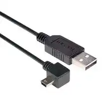 CAA-90RMB5-03M: USB Cable, Type A Plug to 90° Mini Type B Plug, 300 mm, 11.8 ft, USB 2.0, Black