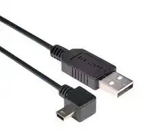 CAA-90RMB5-05M: USB Cable, Type A Plug to 90° Mini Type B Plug, 500 mm, 19.7 ft, USB 2.0, Black