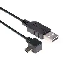 CAA-90RMB5-075M: USB Cable, Type A Plug to 90° Mini Type B Plug, 750 mm, 29.5 ft, USB 2.0, Black
