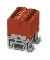 3002931: Panel Mount Barrier Terminal Block, Red, NS 15, 17.5 A, 500 V, 12 Pole, Push In, 14 AWG