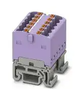 3002974: Panel Mount Barrier Terminal Block, Violet, NS 15, 17.5 A, 500 V, 12 Pole, Push In, 14 AWG