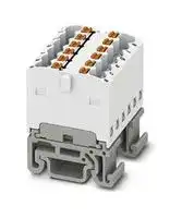 3002941: Panel Mount Barrier Terminal Block, white, NS 15, 17.5 A, 500 V, 12 Pole, Push In, 14 AWG