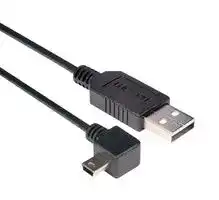 CAA-90RMB5-5M: USB Cable, Type A Plug to 90° Mini Type B Plug, 5 m, 16.4 ft, USB 2.0, Black