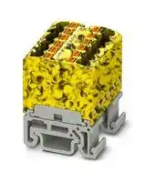 3002981: Panel Mount Barrier Terminal Block, Yel/Blk, NS 15, 17.5 A, 500 V, 12 Pole, Push In, 14 AWG