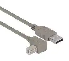 CAA-90UB-05M: USB Cable, Type A Plug to 90° Type B Plug, 500 mm, 19.7 ft, USB 2.0, Grey
