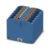 3273418: Panel Mount Barrier Terminal Block, Blue, Adhesive, 24 A, 450 V, 12 Pole, Push In, 12 AWG