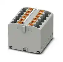 3273416: Panel Mount Barrier Terminal Block, Grey, Adhesive, 24 A, 450 V, 12 Pole, Push In, 12 AWG