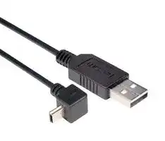 CAA-90UMB5-03M: USB Cable, Type A Plug to 90° Mini Type B Plug, 300 mm, 11.8 ft, USB 2.0, Black