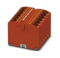 3273420 — Panel Mount Barrier Terminal Block, Red, Adhesive, 24 A, 450 V, 12 Pole, Push In, 12 AWG