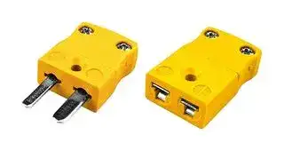 AM-K-M+F: Thermocouple Connector, Miniature, Yellow, Plug, Socket, Type K, ANSI