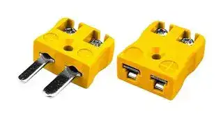 AM-K-MQ+FQ: Thermocouple Connector, Miniature, Yellow, Quick Wire, Plug, Socket, Type K, ANSI