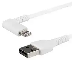 RUSBLTMM1MWR: USB Cable, 1m / 3.3ft Angled Lightning to USB Cable, MFI Certified Lightning Cable, White