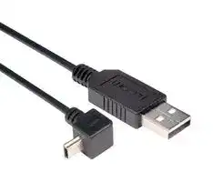 CAA-90UMB5-075M: USB Cable, Type A Plug to 90° Mini Type B Plug, 750 mm, 29.5 ft, USB 2.0, Black