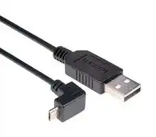 CAA-90UMICB-05M: USB Cable, Type A Plug to 90° Micro Type B Plug, 500 mm, 19.7 ft, USB 2.0, Black