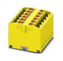 3273422: Panel Mount Barrier Terminal Block, Yellow, Adhesive, 24 A, 450 V, 12 Pole, Push In, 12 AWG