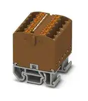 3274132: Panel Mount Barrier Terminal Block, Brown, NS 15, 24 A, 690 V, 12 Pole, Push In, 12 AWG