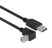 CAABLK-90DB-03M: USB Cable, Type A Plug to 90° Type B Plug, 300 mm, 11.8 ft, USB 2.0, Black