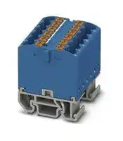3274124: Panel Mount Barrier Terminal Block, Blue, NS 15, 24 A, 690 V, 12 Pole, Push In, 12 AWG