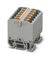 3274122: Panel Mount Barrier Terminal Block, Grey, NS 15, 24 A, 690 V, 12 Pole, Push In, 12 AWG