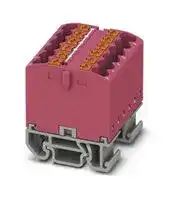 3274139: Panel Mount Barrier Terminal Block, Pink, NS 15, 24 A, 690 V, 12 Pole, Push In, 12 AWG