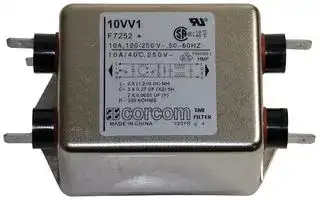 10VV1: Power Line Filter, General Purpose, 250 VAC, 10 A, Single Phase, 2 Stage, Chassis Mount