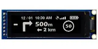 MDOB256064D1Y-WS: Graphic OLED, 256 x 64 Pixels, White on Black, 3.3V, SPI, 70mm x 22mm, -40 °C