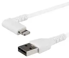 RUSBLTMM2MWR: USB Cable, 2m / 6.6ft Angled Lightning to USB Cable, MFI Certified Lightning Cable, White
