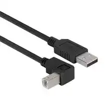 CAABLK-90DB-1M: USB Cable, Type A Plug to 90° Type B Plug, 1 m, 3.3 ft, USB 2.0, Black