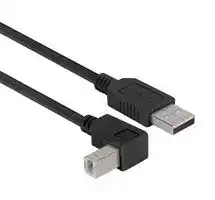 CAABLK-90DB-2M: USB Cable, Type A Plug to 90° Type B Plug, 2 m, 6.6 ft, USB 2.0, Black