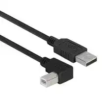 CAABLK-90LB-03M: USB Cable, Type A Plug to 90° Type B Plug, 300 mm, 11.8 ft, USB 2.0, Black