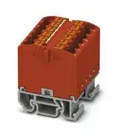 3274126: Panel Mount Barrier Terminal Block, Red, NS 15, 24 A, 690 V, 12 Pole, Push In, 12 AWG