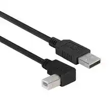CAABLK-90LB-05M: USB Cable, Type A Plug to 90° Type B Plug, 500 mm, 19.7 ft, USB 2.0, Black