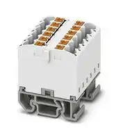 3274134: Panel Mount Barrier Terminal Block, White, NS 15, 24 A, 690 V, 12 Pole, Push In, 12 AWG