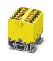 3274128: Panel Mount Barrier Terminal Block, Yellow, NS 15, 24 A, 690 V, 12 Pole, Push In, 12 AWG
