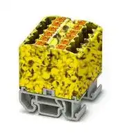 3274142: Panel Mount Barrier Terminal Block, Yel/Blk, NS 15, 24 A, 690 V, 12 Pole, Push In, 12 AWG