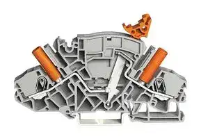 2007-8821: DIN Rail Mount Terminal Block, 2 Ways, 20 AWG, 8 AWG, 10 mm², Push In, 30 A