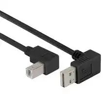 CABLK90DA-DB-2M: USB Cable, 90° Type A Plug to 90° Type B Plug, 2 m, 6.6 ft, USB 2.0, Black