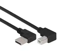CABLK90LA-LB-03M: USB Cable, 90° Type A Plug to 90° Type B Plug, 300 mm, 11.8 ft, USB 2.0, Black