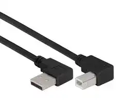CABLK90LA-LB-1M: USB Cable, 90° Type A Plug to 90° Type B Plug, 1 m, 3.3 ft, USB 2.0, Black