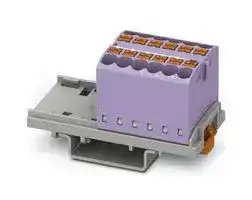 3273038: Panel Mount Barrier Terminal Block, Violet, NS35, 24 A, 690 V, 12 Pole, Push In, 12 AWG