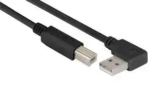 CABLK90RA-B-1M: USB Cable, 90° Type A Plug to Type B Plug, 1 m, 3.3 ft, USB 2.0, Black