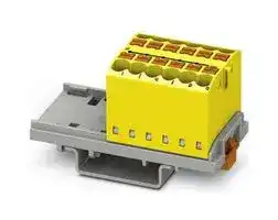 3273028: Panel Mount Barrier Terminal Block, Yel/Blk, NS35, 24 A, 690 V, 12 Pole, Push In, 12 AWG