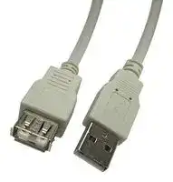 2490-0.5: USB Cable, Type A Plug to Type A Receptacle, 500 mm, 1.64 ft, USB 2.0, Beige
